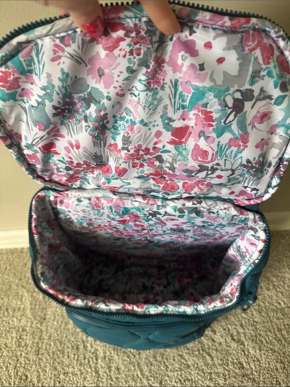 Vera Bradley Teal Quilted Backpack with Top Handle